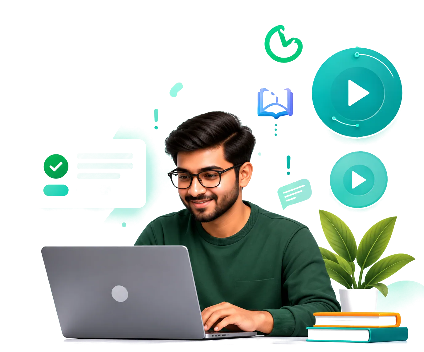 Student working through a self-paced course on a laptop